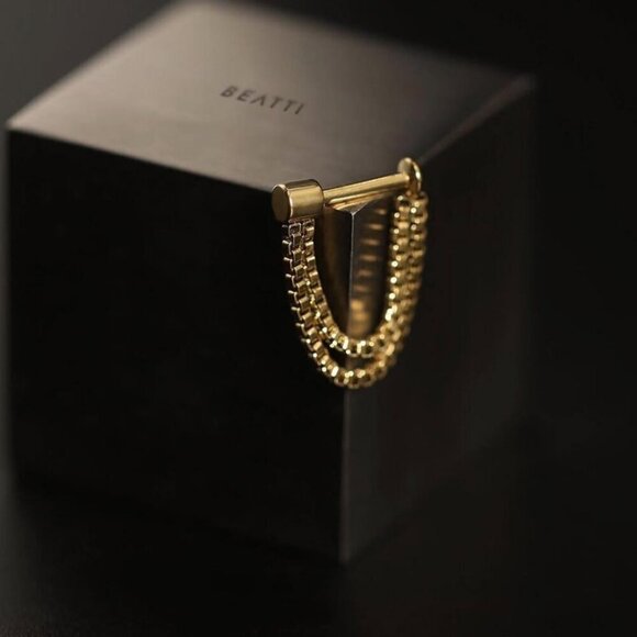 Beatti Draping Surgical Steel Gold & Silver Chain Links Earings 2 Pairs - NWT - Picture 3 of 4